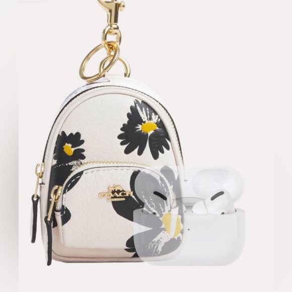 Coach NWT Mini Court Backpack Bag Charm With Floral Print - Picture 4 of 12